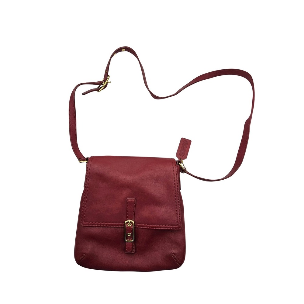 Coach Womens Crossbody Bag 9592 Red Leather Handcrafted Glove-Tanned Cowhide